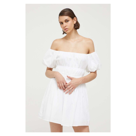 Bavlněné šaty Hollister Co. bílá barva, mini