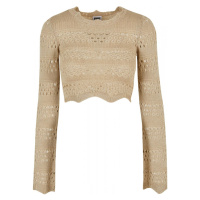 Ladies Cropped Crochet Knit Sweater - softseagrass