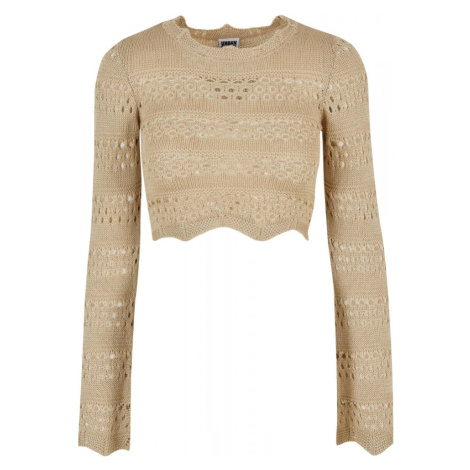 Ladies Cropped Crochet Knit Sweater - softseagrass Urban Classics