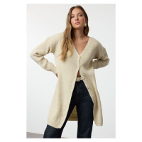 Trendyol Stone Long Basic Knitted Cardigan