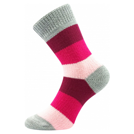 Dámské ponožky Boma - spací, pruh, růžová/ šedá Barva: Růžová