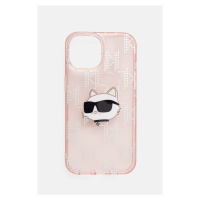 Obal na telefon Karl Lagerfeld iPhone 15 / 14 / 13 6.1 růžová barva, KLHCP15SHKLPCHP