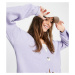 M Lounge relaxed cardigan with balloon sleeves in pastel knit-Purple