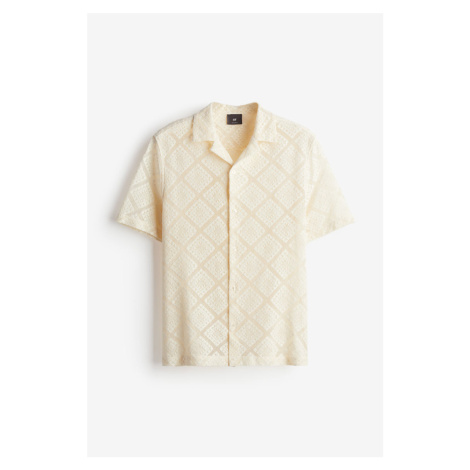 H & M - Košile resort Regular Fit háčkovaný vzhled - bílá H&M