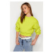 Trendyol Yellow Casual Fit Crop Basic Crew Neck Fleece Inside Knitted Knitted Sweatshirt