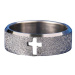 STYLE4 Třpytivý prsten s křížkem, stříbrná ocel