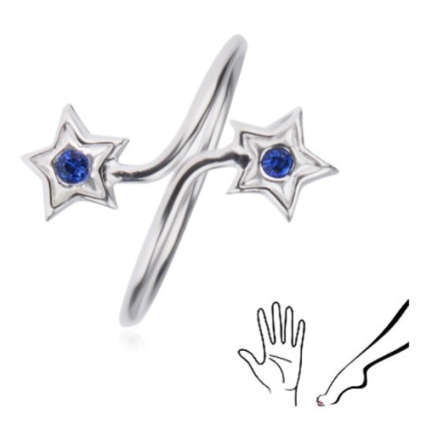 Prsten ze stříbra 925 - ramena s hvězdami, modré zirkony Šperky eshop