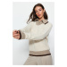 Trendyol Mink Color Block Zippered Knitwear Sweater