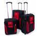 Rogal Červeno-černá sada 3 objemných textilních kufrů "Golem" - M (35l), L (65l), XL (100l)