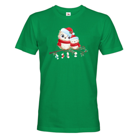 Vánoční pánské tričko s potiskem vánočních soviček BezvaTriko