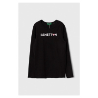 Dětská bavlněná košile s dlouhým rukávem United Colors of Benetton černá barva