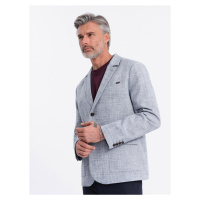 Ombre Men's REGULAR cut jacket with linen - light blue