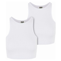 Dámský top // Urban Classics / Ladies Organic Cropped Rib Top 2-Pack white/white