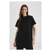 DEFACTO Regular Fit Crew Neck Basic Short Sleeve 100% Cotton T-Shirt Tunic