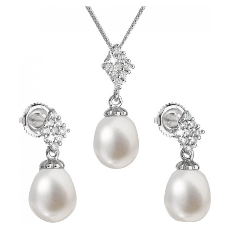 Evolution Group Luxusní stříbrná souprava s pravými perlami Pavona 29018.1 (náušnice, řetízek, p