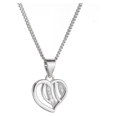 Evolution Group Stříbrný náhrdelník srdce se zirkony 12074.1