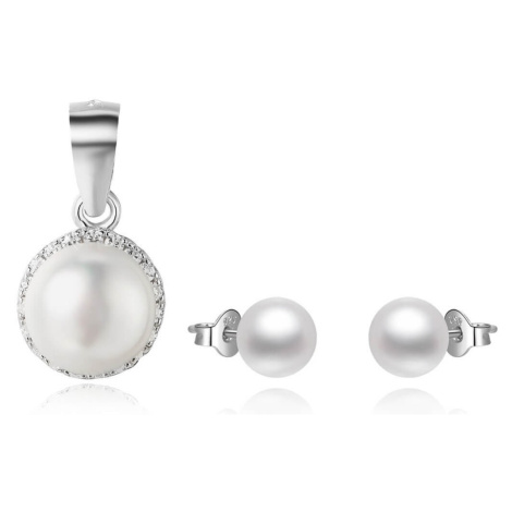 Beneto Zvýhodněná sada perlových šperků Beneto (přívěsek, náušnice)