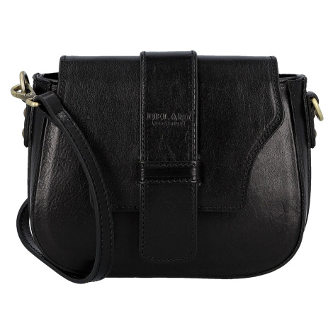 Luxusní dámská kožená crossbody kabelka Delami Vera Pelle Aviva, černá