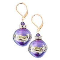 Lampglas Unikátní náušnice Violet Shine s 24karátovým zlatem v perlách Lampglas ERO11