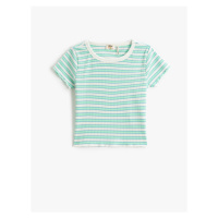 Koton Girl's Green Striped T-Shirt