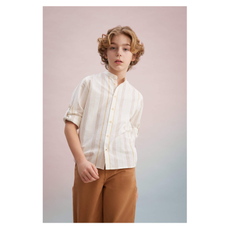DEFACTO Boy Regular Fit Stand Collar Long Sleeve Shirt