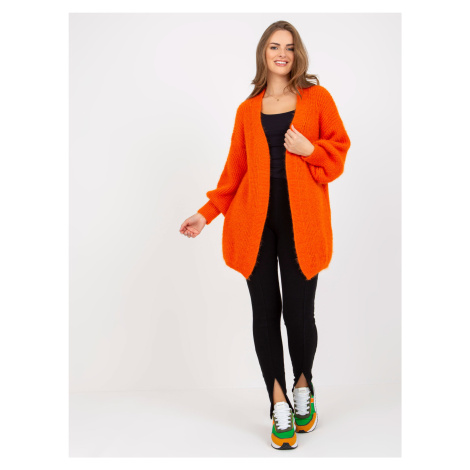 Oranžový chlupatý oversized cardigan OH BELLA Fashionhunters