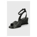 Kožené sandály Calvin Klein dámské, černá barva, na klínku