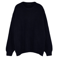 Trendyol Navy Blue Plus Size Oversize Fit Wide Fit Crew Neck Basic Knitwear Sweater