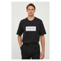 Bavlněné tričko Michael Kors černá barva, s aplikací
