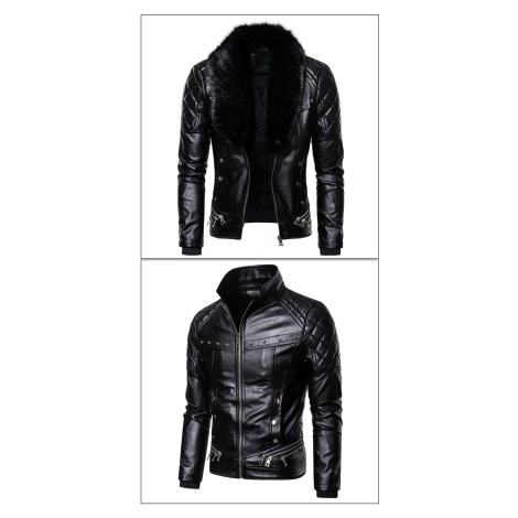 Motorkářská bunda kožená zimní s kožešinovým límcem