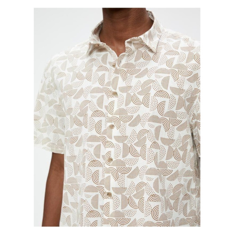 Koton Short Sleeve Shirt with Geometric Print Classic Collar Cotton