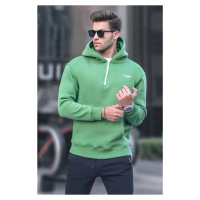 Madmext Green Zippered Hooded Sweatshirt 6143