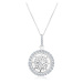 Stříbrný náhrdelník 925, řetízek a přívěsek, třpytivý kruh s ornamentem