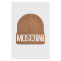 Čepice z vlněné směsi Moschino hnědá barva, z husté pleteniny, M5672 60102