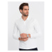Ombre Clothing Bavlněná základní bílá polokošile V1 OM-POBL-0114