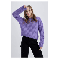 DEFACTO Volný střih s kulatým výstřihem pletený svetr