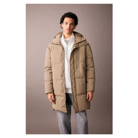 DEFACTO Hooded Puffer Parka Faux Für Lined Zippered Pocket