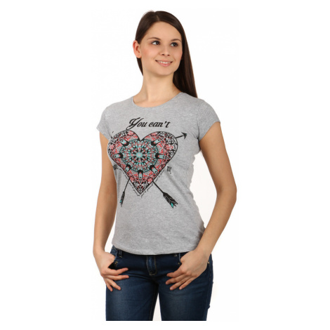 Dámské bavlněné tričko s potiskem srdce a krátkými rukávy