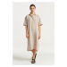 ŠATY GANT RELAXED SS LINEN SHIRT DRESS hnědá