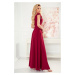 ELENA - Dlouhé dámské šaty ve vínové bordó barvě s výstřihem a zavazováním na ramenou 405-1