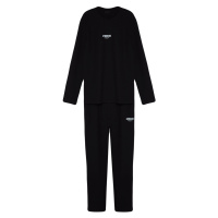 Trendyol Black Regular Fit Printed Waffle Knitted Pajamas Set