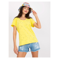 Žluté jednobarevné tričko s dírami