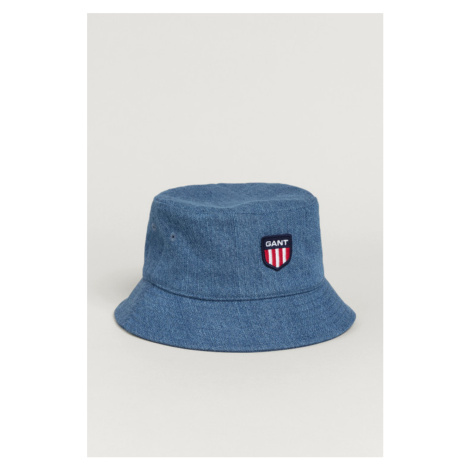 KLOBOUK GANT D1. RETRO SHIELD DENIM BUCKET HAT modrá