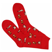 Pánské veselé ponožky AuraVia Vánoční červená