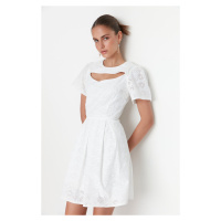 Trendyol Ecru Collar Detailed Embroidered Dress