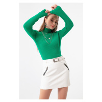 Lafaba Women's Green Turtleneck Knitwear Sweater