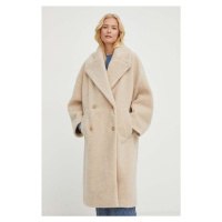 Kabát Drykorn dámský, béžová barva, přechodný, dvouřadový