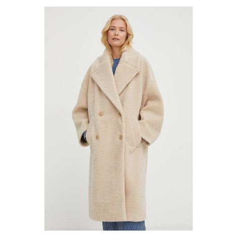 Kabát Drykorn dámský, béžová barva, přechodný, dvouřadový