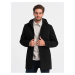 Černý pánský zateplený kabát s kapucí a skrytým zipem Ombre Clothing