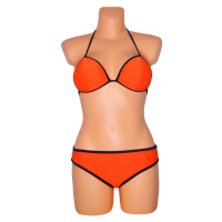 Dámské plavky dvoudílné sexy bikiny TRIANGLE zdobené černými lemy oranžové - - OEM